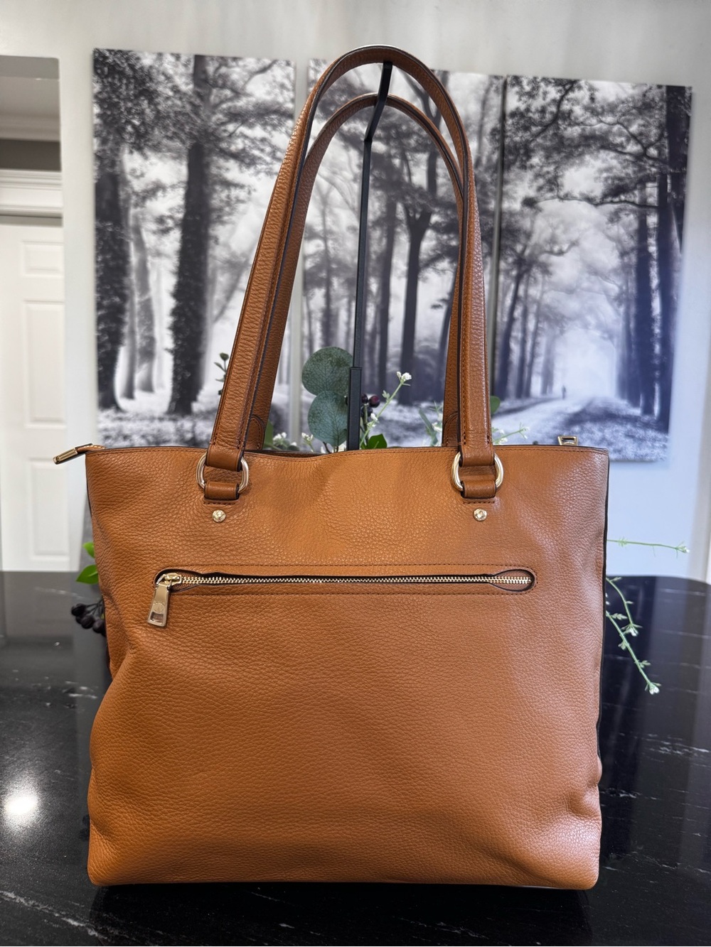 🤎Coach Pebbled Leather Zip Top Tote (Style F48637) in Saddle/Cognac. - Picture 2 of 16